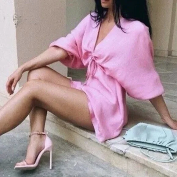 Zara Pink Satin Dress - Picture 2 of 4